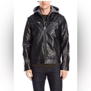 Like new guess mens faux leather jacket
